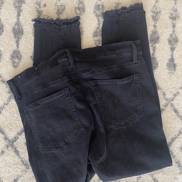 LOFT Denim - Loft high rise skinny black jeans fringe hem